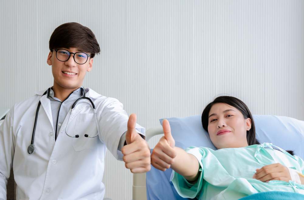 Happy patient and doctor